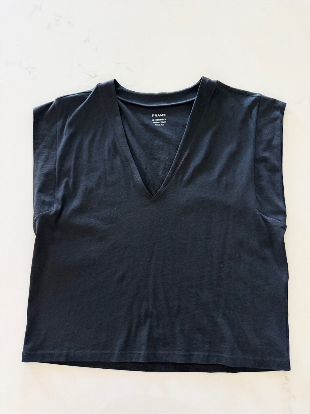 Frame Denim Black V-Neck Sleeveless Tank